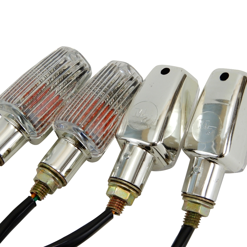 ミニ ウインカー 4個 メッキxクリア 汎用 SFタイプ ホンダ CB750,CB1300SF,CB1000SF,X4,マグナ250,ダックス,ST50,エイプ,ズーマー,モンキー拍卖