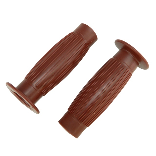 タル型 ハンドルグリップ ビンテージスタイル 汎用 22.2mm ブラウン バイク カスタム 旧車 レトロ ラバーグリップ クラシック 樽型拍卖