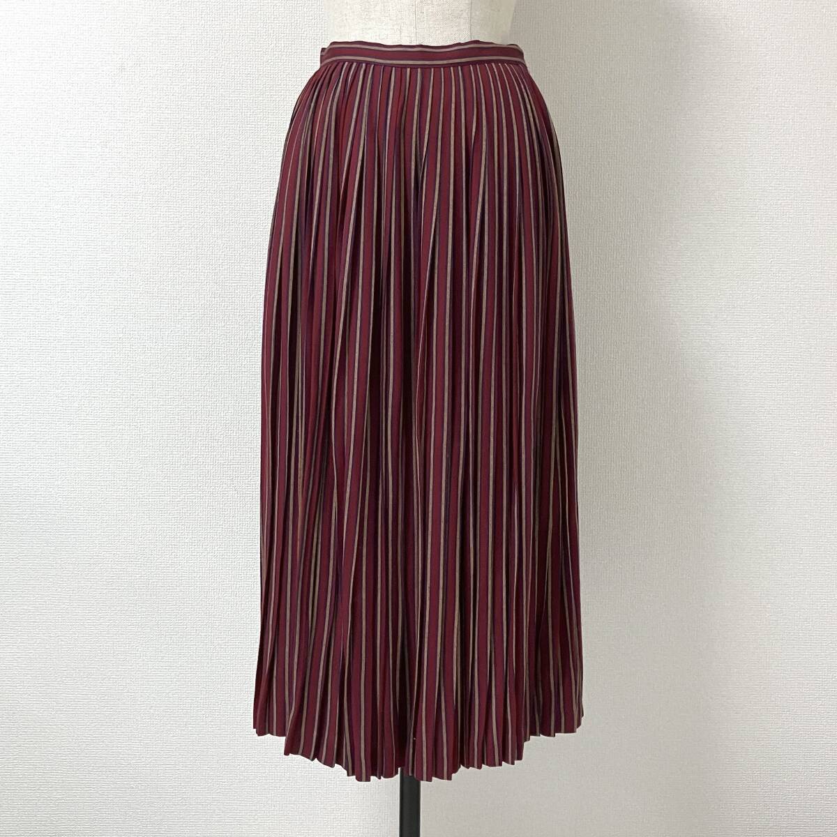 最初期 80s 70s COMME des GARCONS マルチ ストライプ プリーツ レーヨン ロング スカート コムデギャルソン VINTAGE archive 5030117拍卖