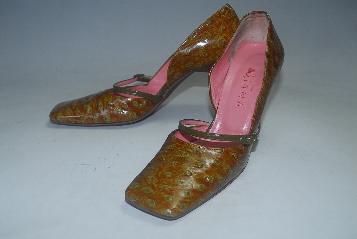 ATX1681/最終価格!他のサイトでも出品中!早い者勝ち!DIANA/ダイアナ/サンダル/パンプス/23.5㎝/ロー/圧巻の存在感!注目の1足!拍卖