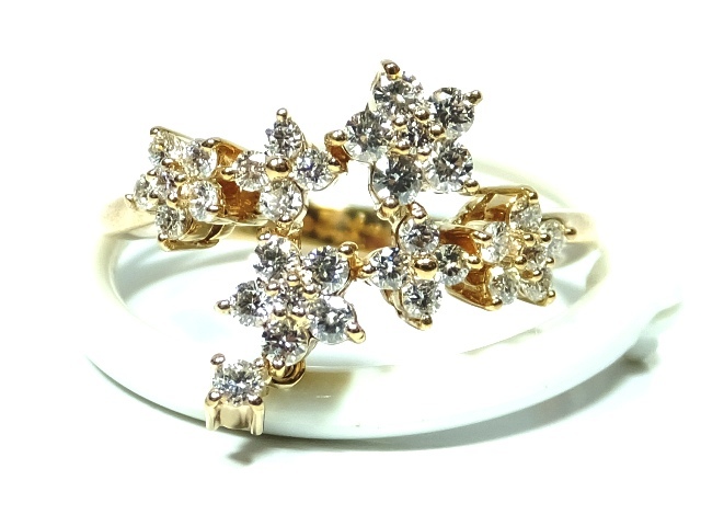 326-5◆K18ピンクゴールド ダイヤモンド リング サイズ11号◆大人可愛い 中指 人差し指 普段使い デイリー着け 指輪◆ジュエリーネット通販拍卖