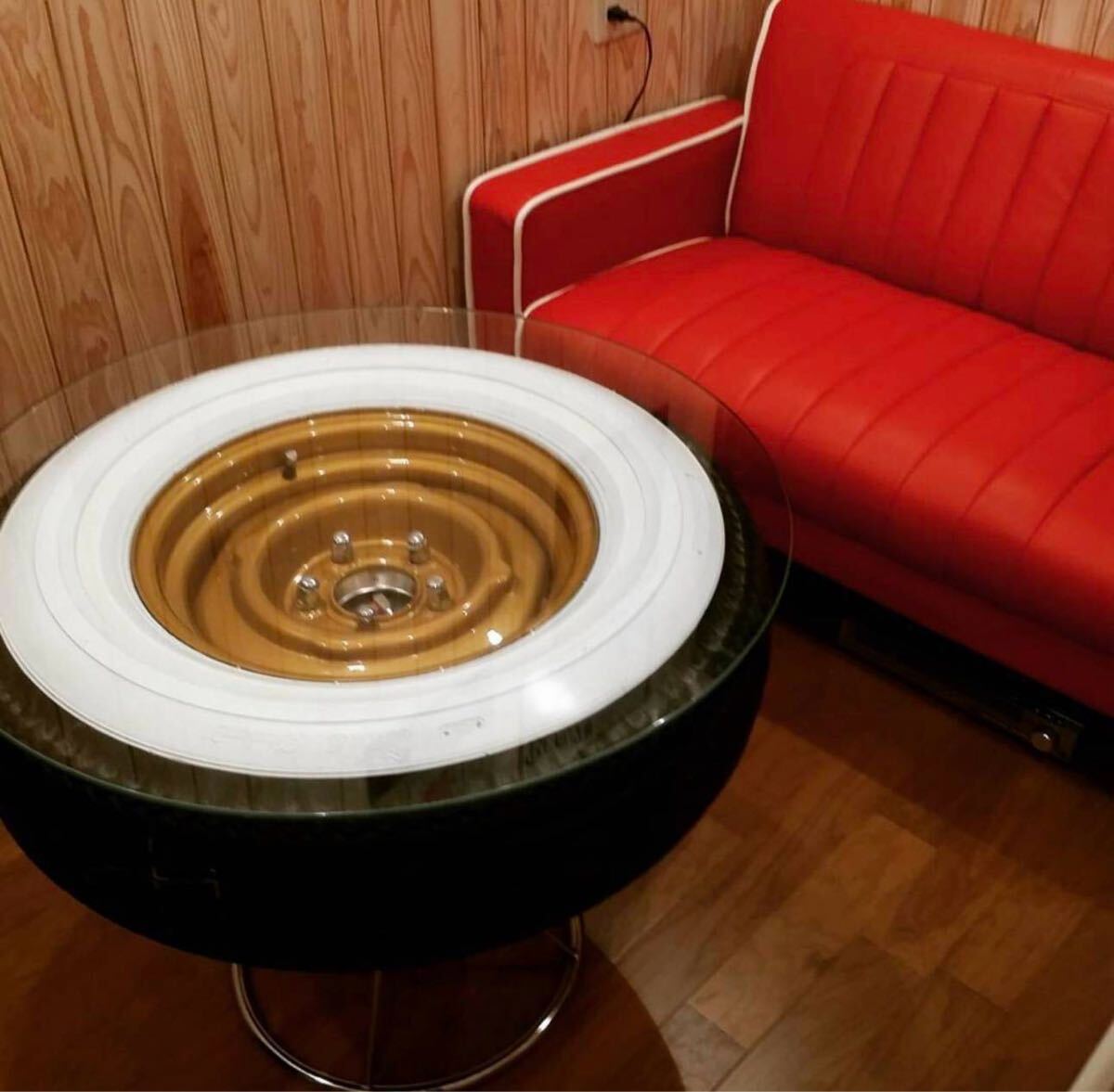 ★ビンテージホイールテーブル ホワイトリボン★シボレー拍卖