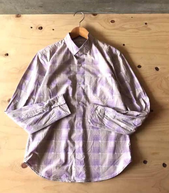 nonnative 長袖シャツ パープルチェック柄 コットン100% メンズM相当 スナップボタン拍卖
