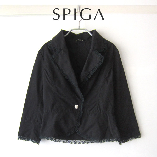 美品 SPIGA/スピーガ★ ひとつボタン ショートジャケット 黒拍卖