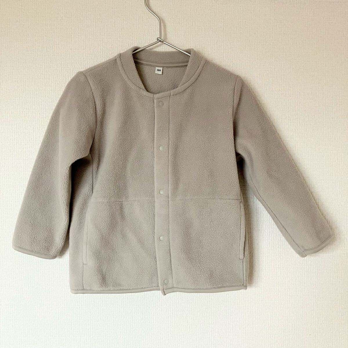 無印良品 キッズ フリース カーディガン 100cm ライトグレー 男女兼用拍卖