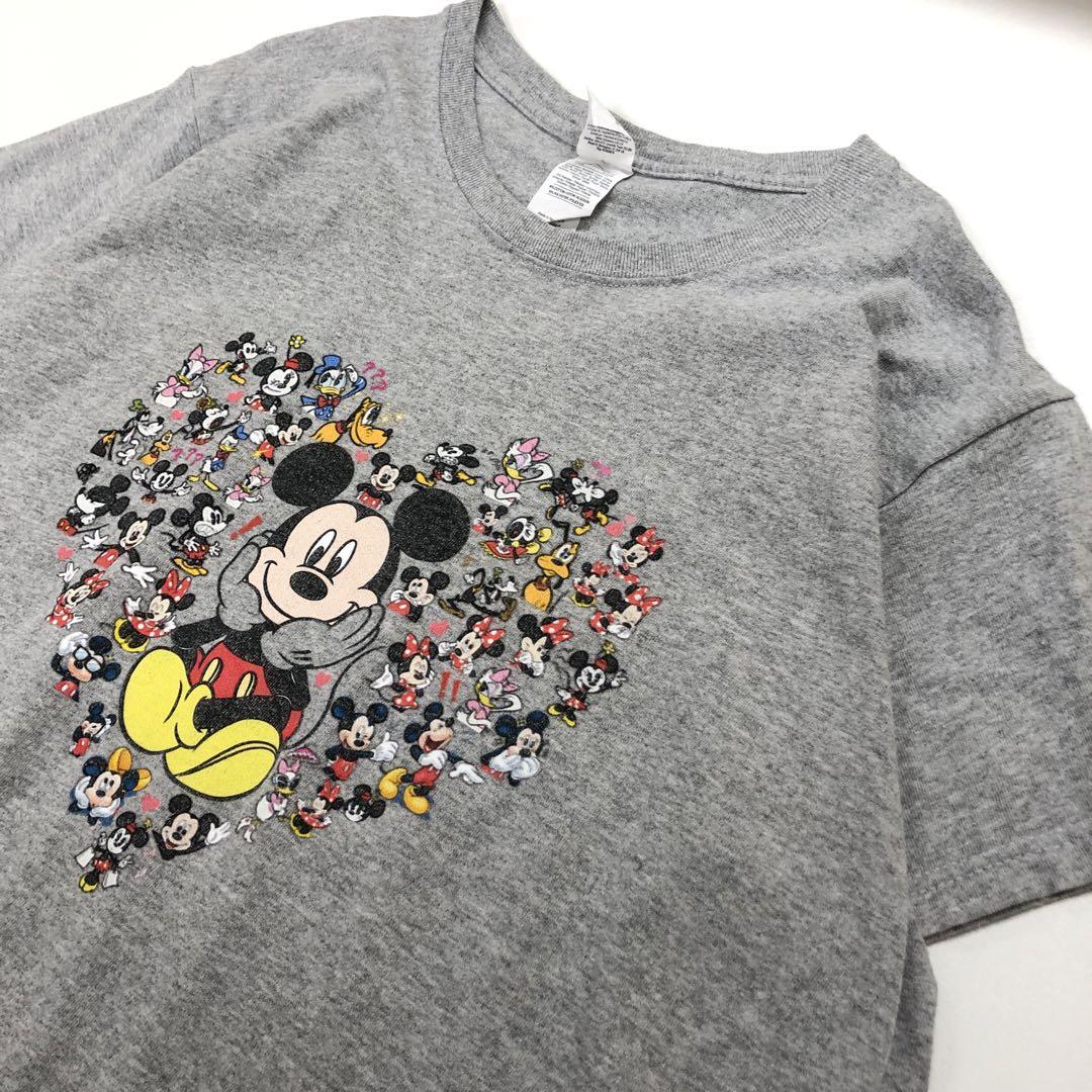 GILDAN ミッキーマウス ミニー ドナルド 半袖Tシャツ グレーレディースL拍卖