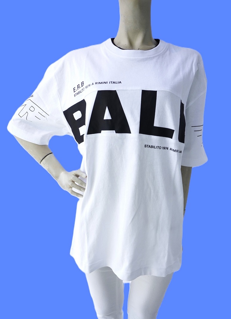ボール 54206 白黒プリント Mサイズ 半袖Tシャツ 綿100% Bigシルエット 新品 BALL拍卖