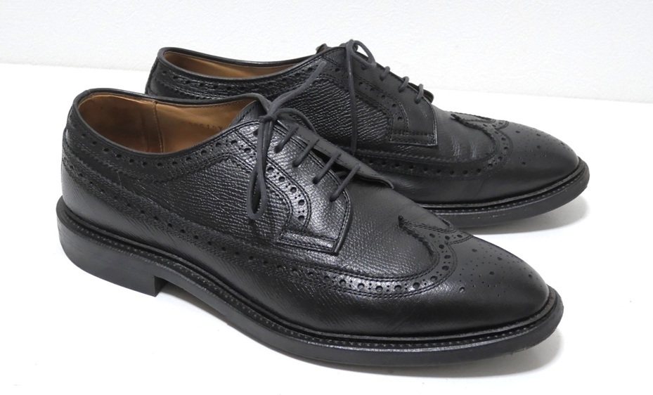 トレーディングポスト CASSIDY ロングウィングチップ レザーシューズ 黒 8 日本製 革靴 Trading Post キャシディ拍卖