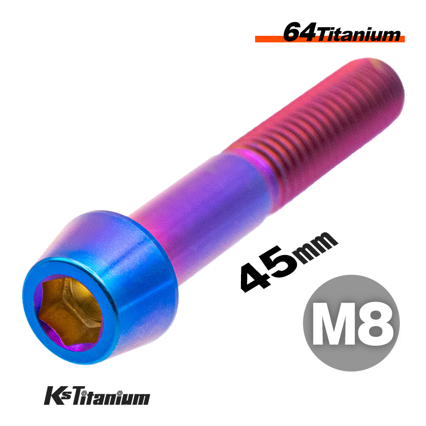 チタンボルト M8×45 P1.25 テーパーボルト ニッシン NISSIN ブレーキキャリパーの接合ボルトに 焼き色 64チタン M8 バイク レストア拍卖