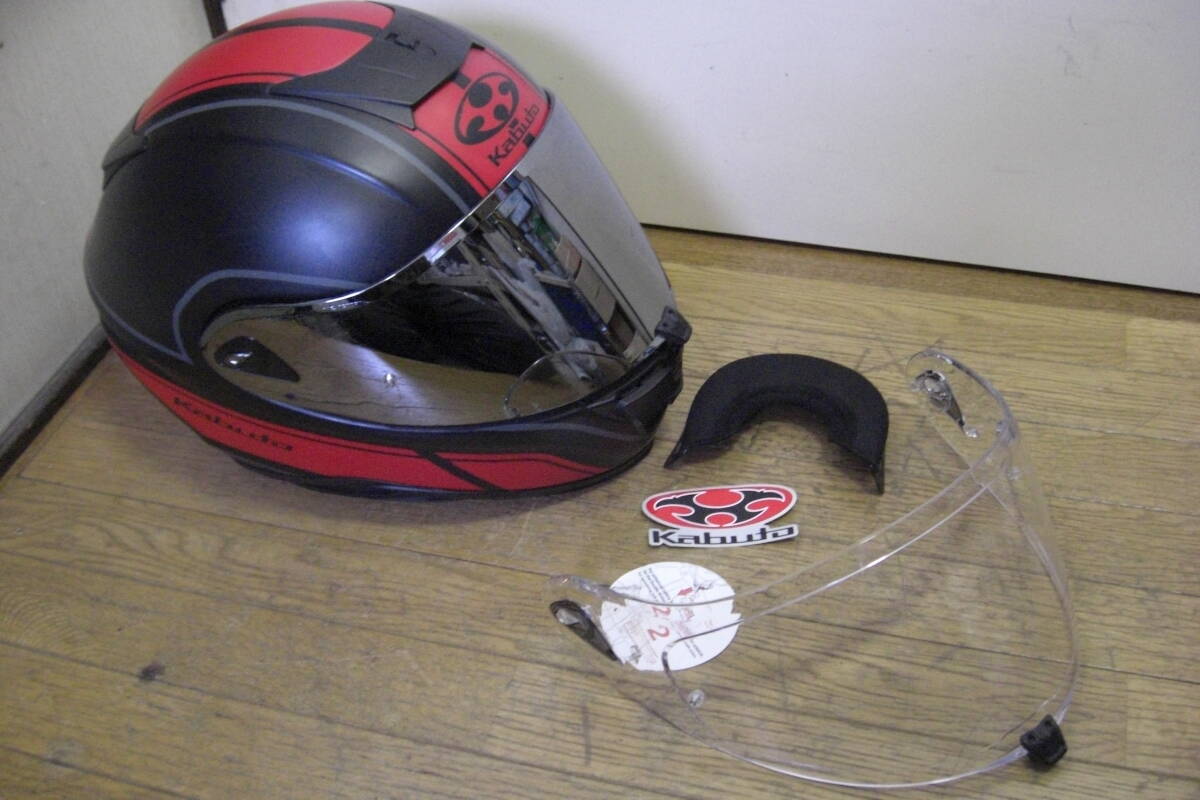 ◇中古 良品 OGK Kabuto カブト aeroblde5 エアロブレード5 ミラーシールド付き サイズ L 59㎝~60㎝拍卖