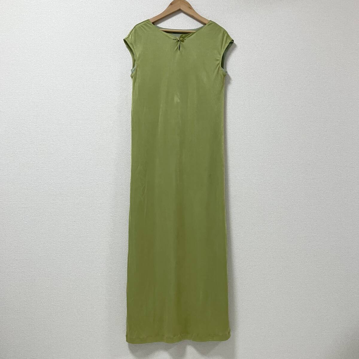 Y's Yohji Yamamoto ナイロン混 チャイナボタン ノースリーブ ロング ワンピース 黄緑 ワイズ マキシ archive 4090285拍卖