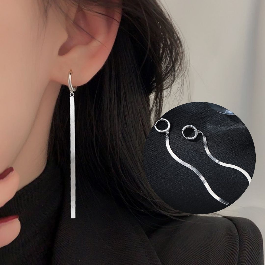 P-80.フラットチェーンピアス シルバー 大人綺麗拍卖