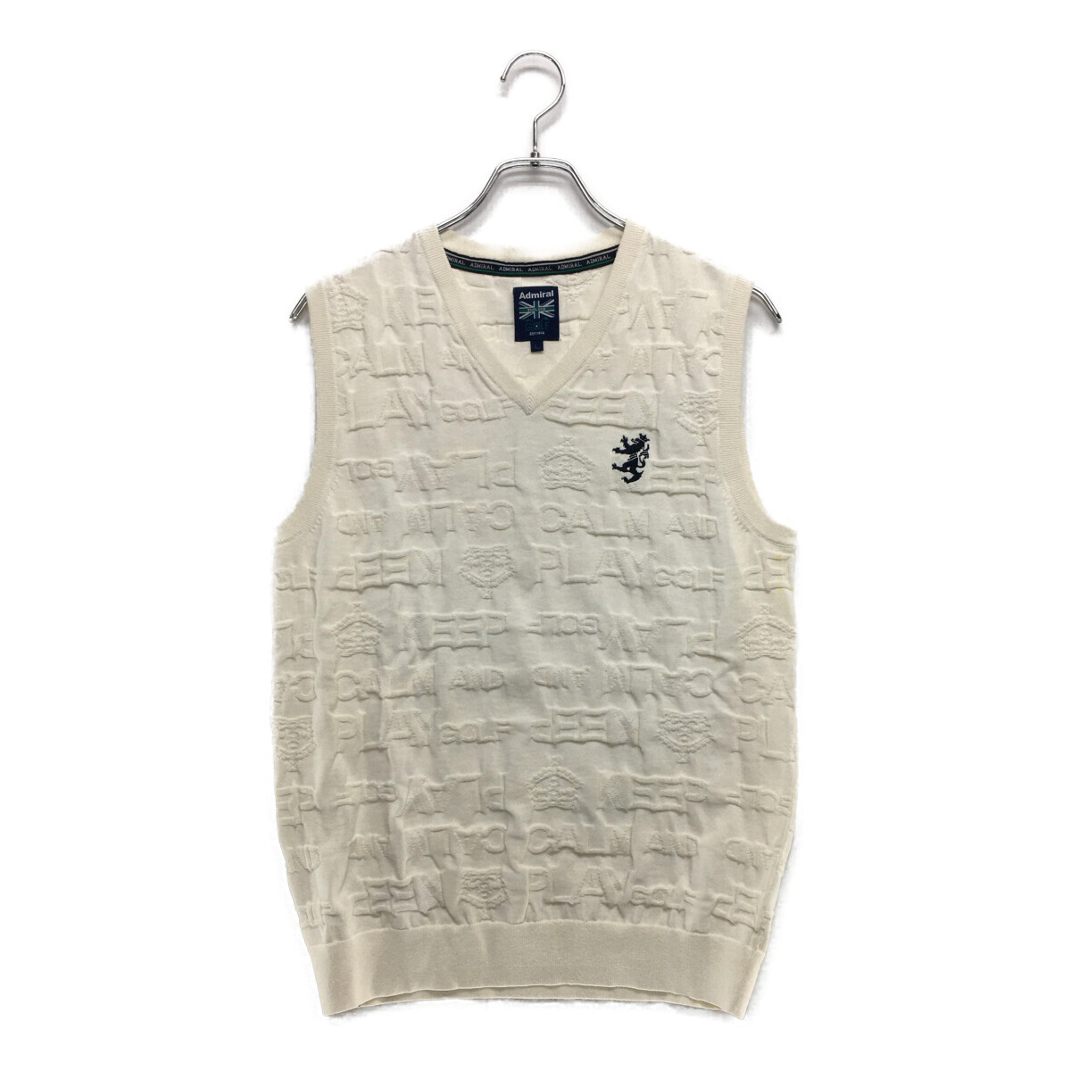 coco 中古【値下げ】 アドミラルゴルフ Admiral Golf メンズ ベスト L 白 ホワイト Vネック 総柄 レターパックプラス発送可 98281拍卖