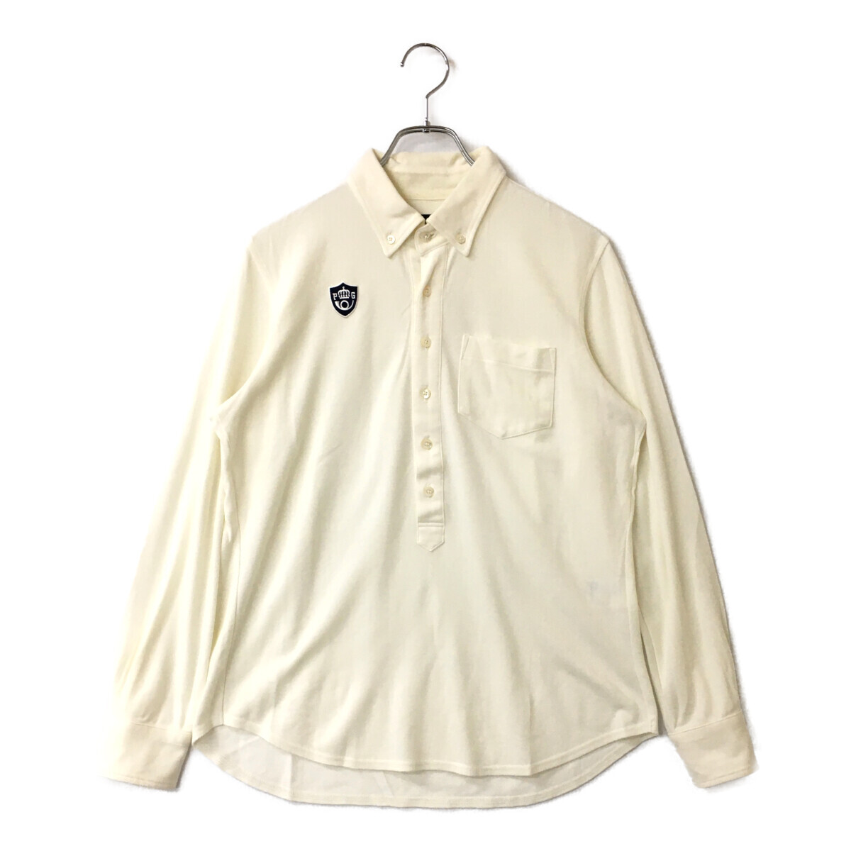 coco 中古【値下げ】 パーリーゲイツ PEARLY GATES メンズ 長袖ポロシャツ 4(M) 白 ボタンダウン レターパックプラス発送可 88556拍卖