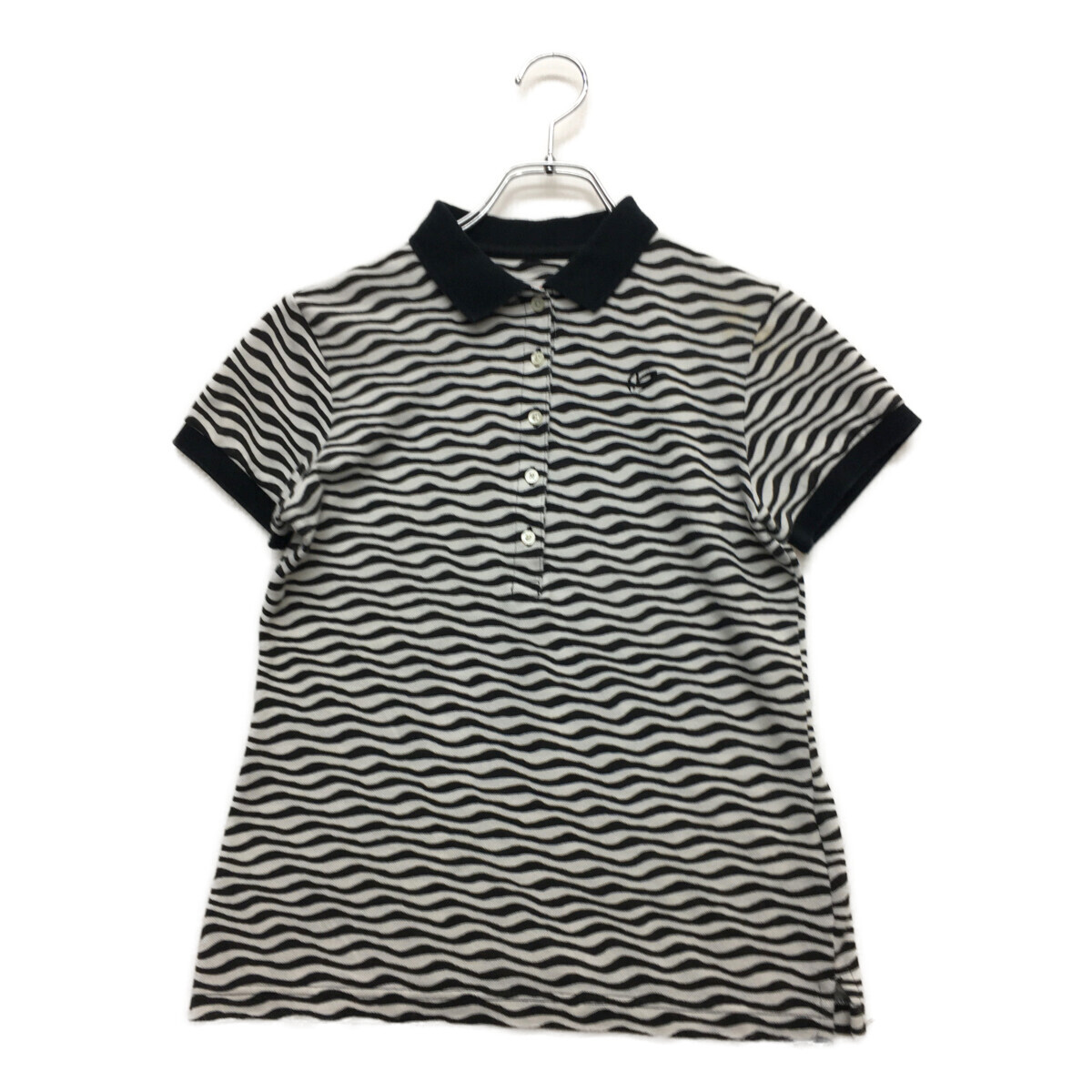 coco 中古【値下げ】 マスターバニーエディション レディース 半袖ポロシャツ 0(S) 黒×白 ボーダー ネコパケ発送可 93572拍卖