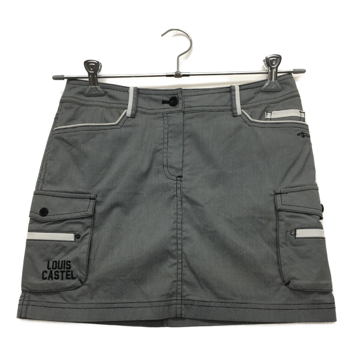 coco 中古【値下げ】 ルイカステル Louis Castel レディース スカート 64cm 黒×グレー 訳あり 裏地付 千鳥格子 ネコパケ発送可 93498拍卖