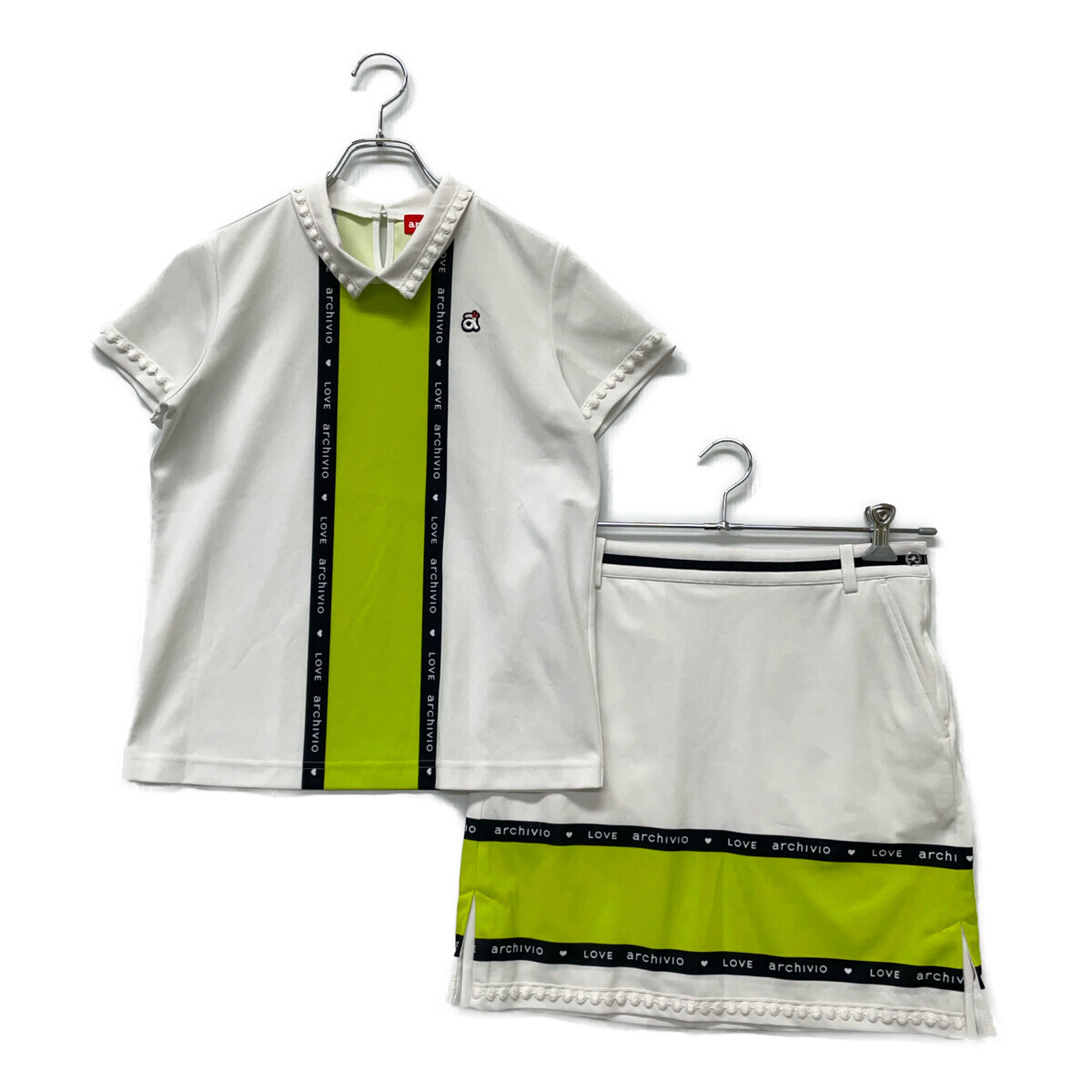 coco 中古【値下げ】 アルチビオ archivio セットアップ 38(M) 白 ライム 春夏 レディース レターパックプラス発送可 94341拍卖