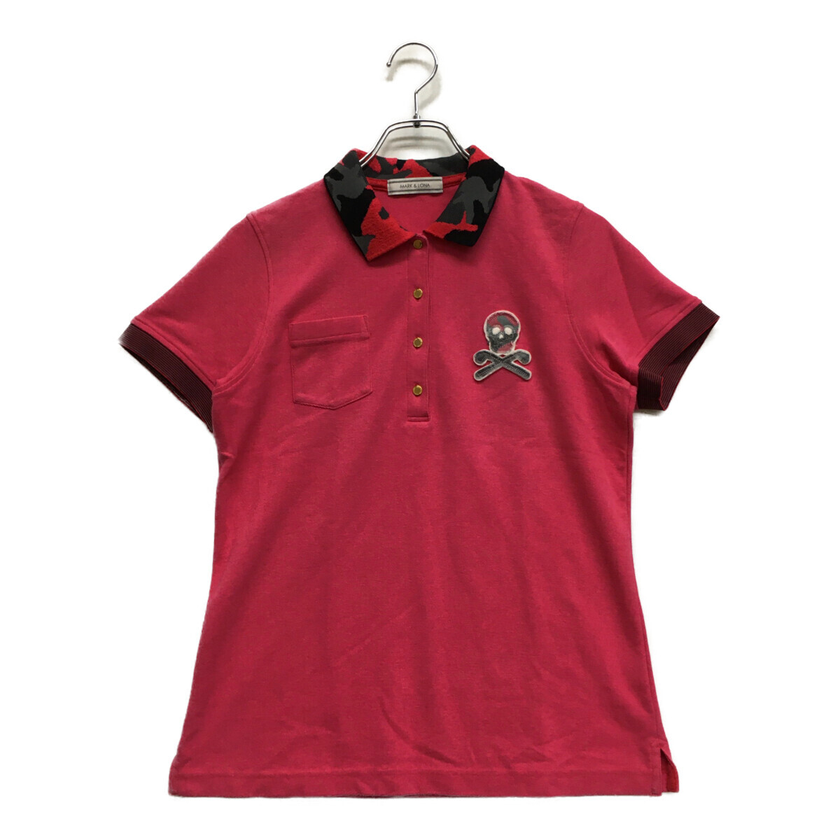 coco 中古【値下げ】 マークアンドロナ MARK&LONA レディース 半袖ポロシャツ L ピンク カモフラ レターパックプラス発送可 95523拍卖