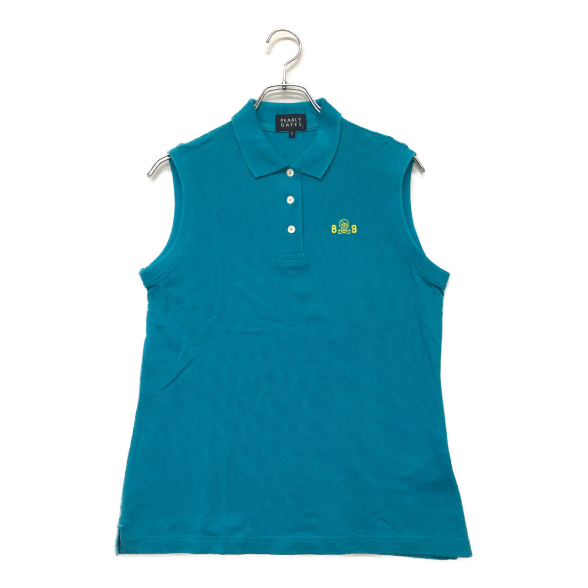 coco 中古【値下げ】 パーリーゲイツ レディース ノースリーブポロシャツ 2(L) ターコイズブルー 青系レターパックプラス発送可 95413拍卖