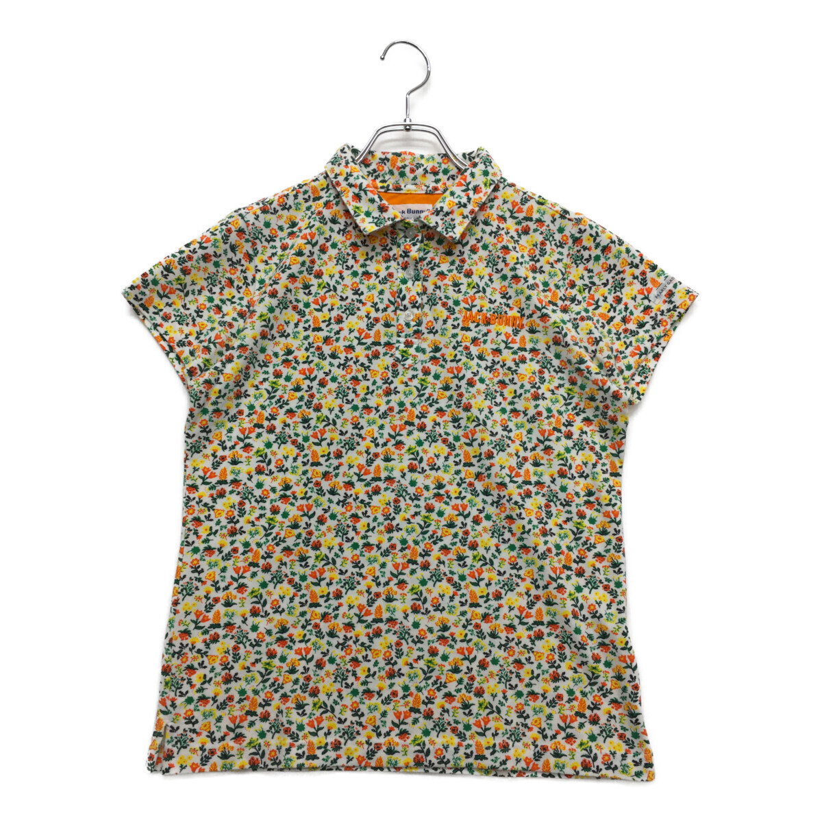 coco 中古【SALE】 パーリーゲイツ PEARLY GATES レディース 半袖ポロシャツ 1(M) 白 ホワイト 花柄 ネコパケ発送可 90052拍卖