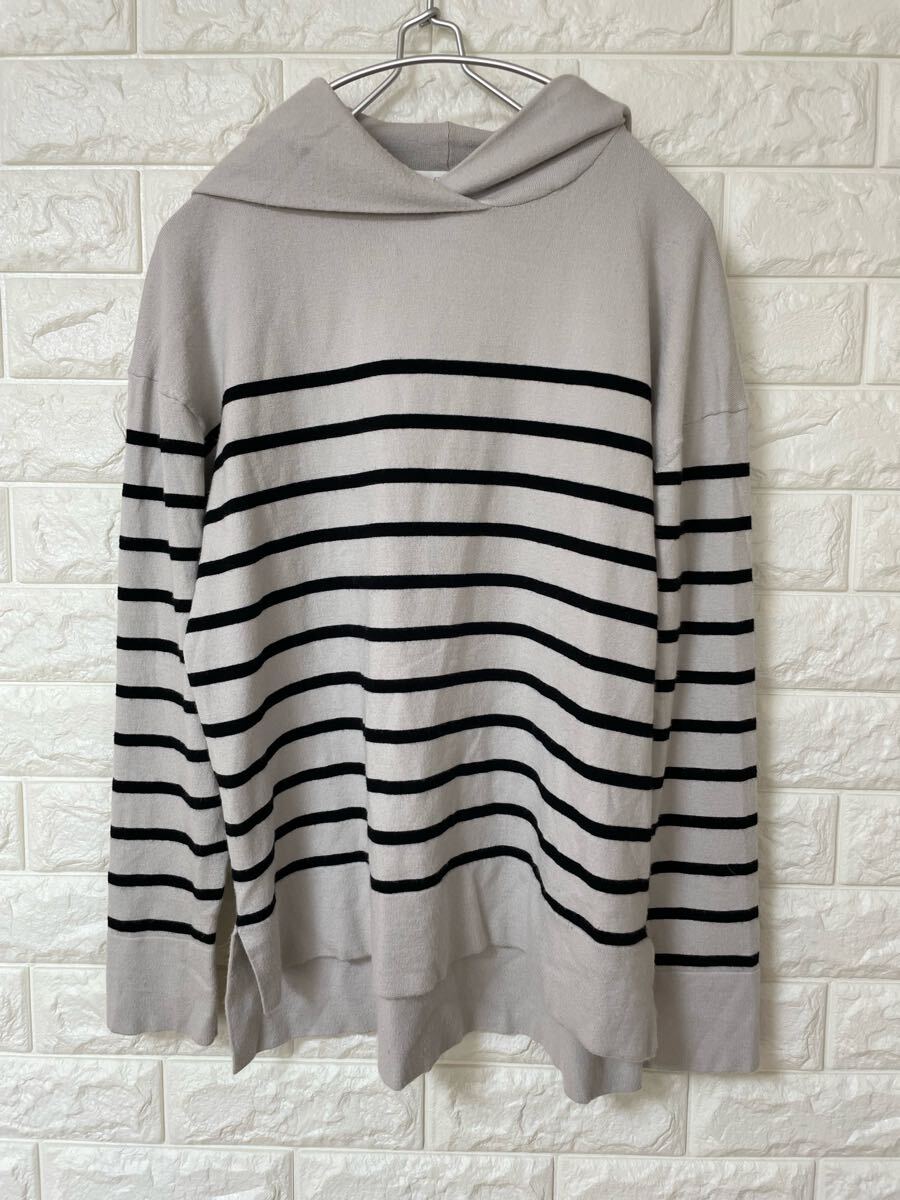 DoCLASSE フード付きストライプパーカー サイズS ライトグレー拍卖