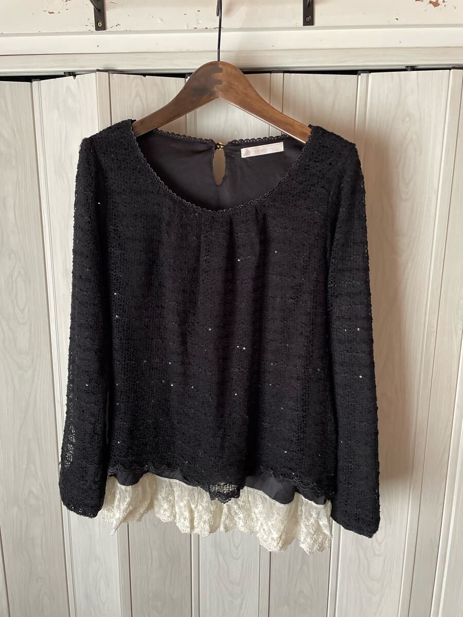 ◆miracle minx/黒の裾レースブラウス/L◆r拍卖