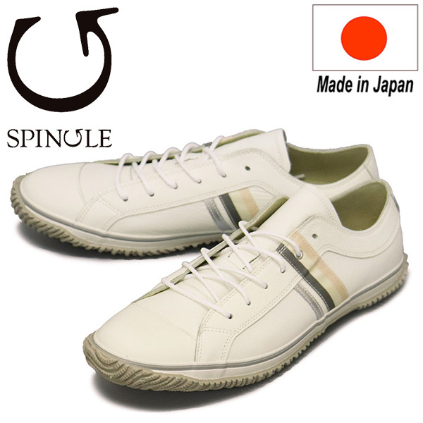 SPINGLE (スピングル) SP-168 リボンテープレザースニーカー 日本製 63White/Pink SP028 LL-27.5cm拍卖