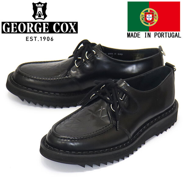GEORGE COX (ジョージコックス) REMASTERED PRIPPLE DERBY リップルソール レザーシューズ 040 BLACK UK8-約27.0cm拍卖