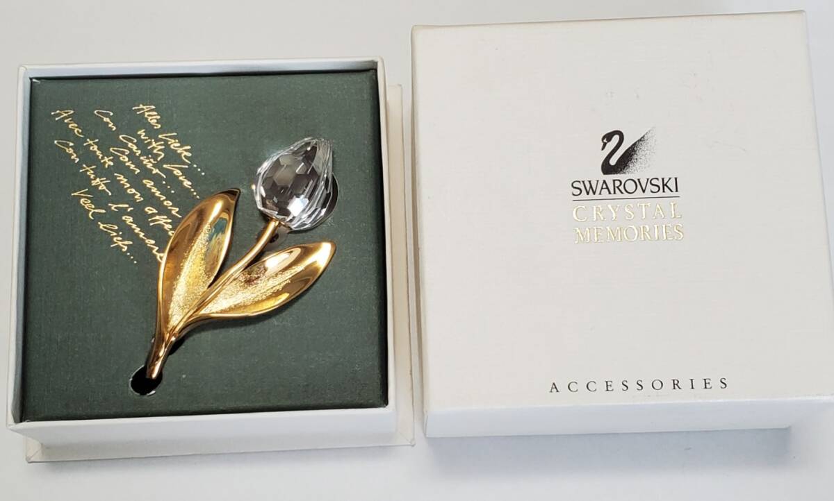 ●スワロフスキー SWAROVSKI● ブローチ クリスタル×金属素材 アクセサリー レディース 23,3g 未使用品 保管品拍卖