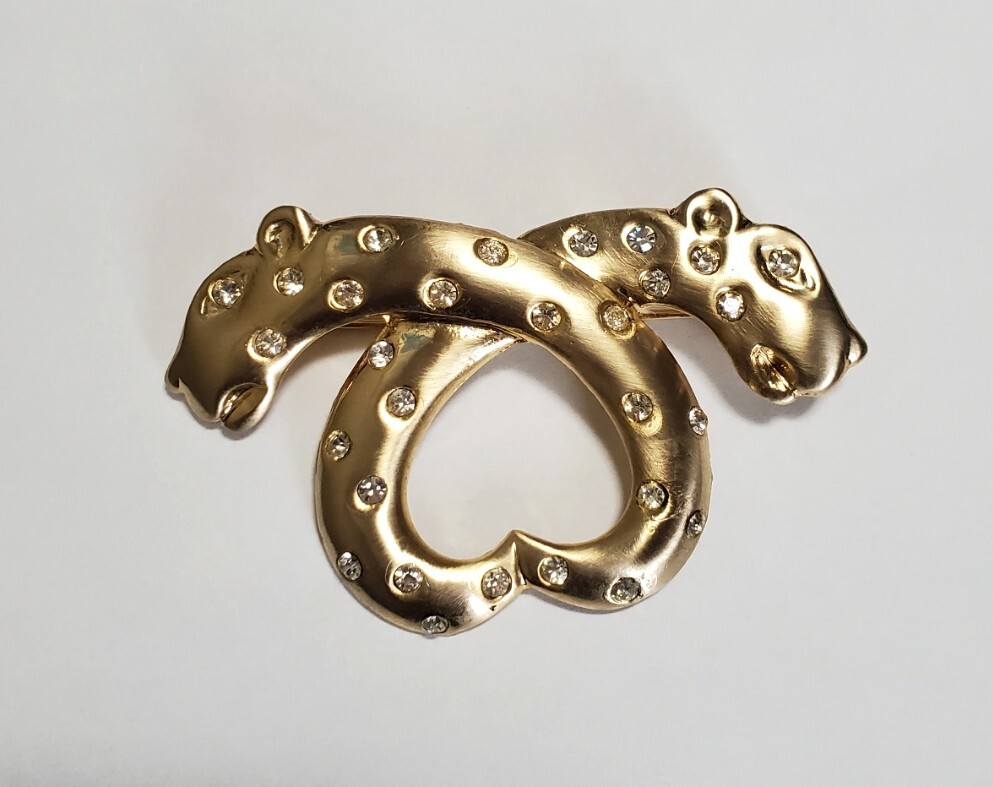 ラインストーン アニマル ブローチ レディース ゴールドカラー 21,9g 美品拍卖