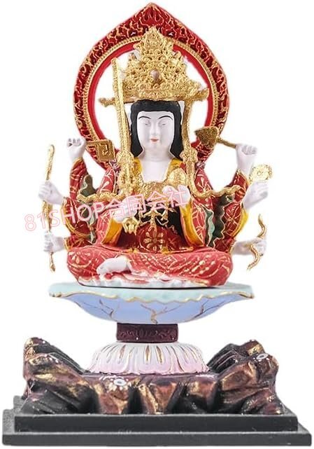 「81SHOP」仏像 極彩色木彫り 八臂弁財天(弁才天)柘植 唐密真言宗如法 木彫仏像 精密細工 黄楊木木彫拍卖