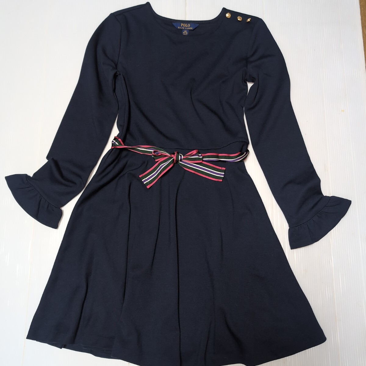 150★ラルフローレン★袖口フレア!ウエストリボン付きワンピース★拍卖