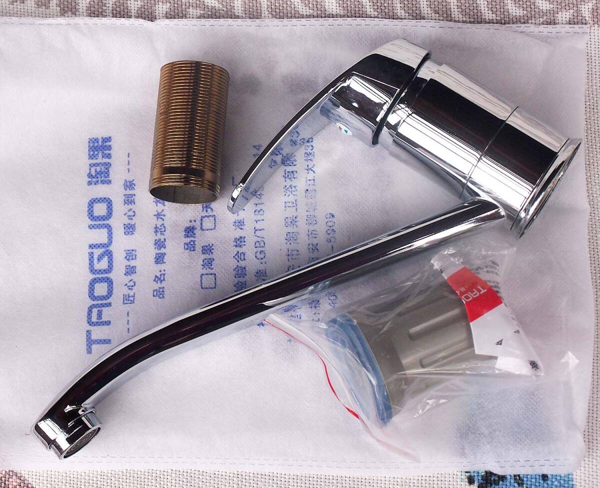 TAOGUO キッチン水栓 クロームメッキ 新品未使用 取付ホース欠品拍卖