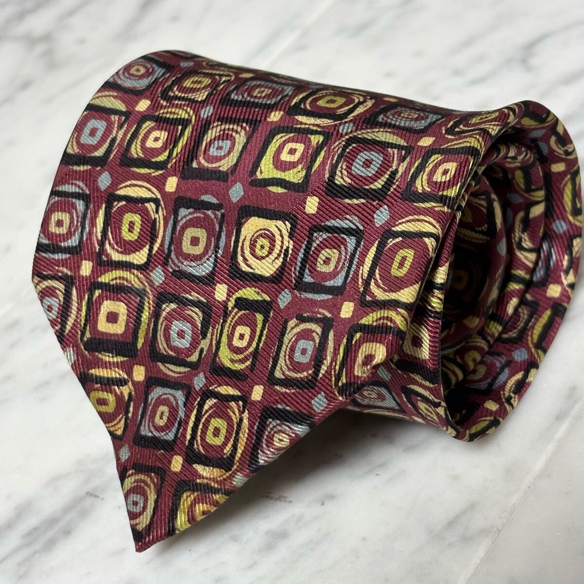 999円~ ENRICO COVERI ネクタイ レッド マルチカラー 総柄 (R7)拍卖