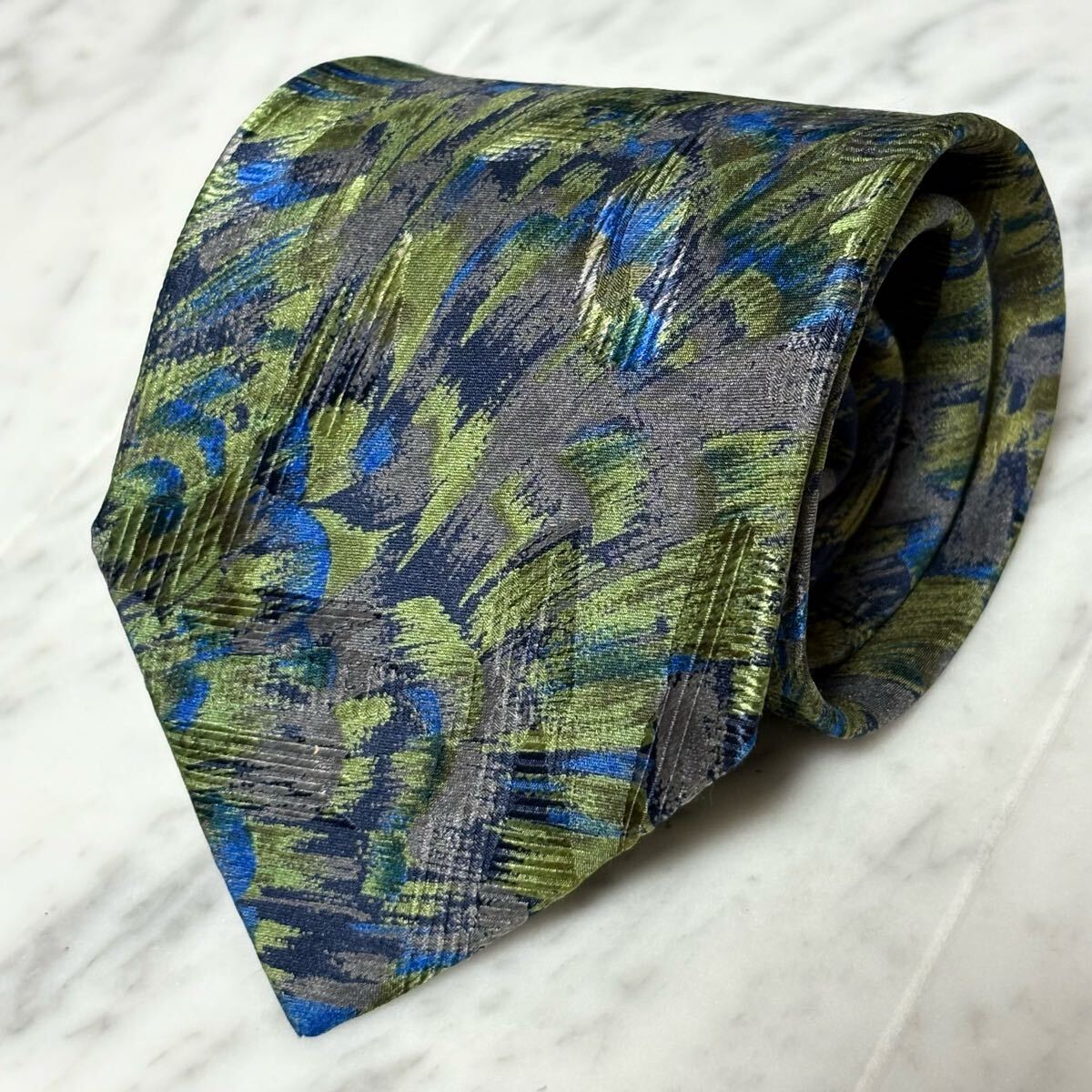 【美品】 999円~ Nina Ricci ネクタイ マルチカラー グレー ネイビー アート (B8)拍卖