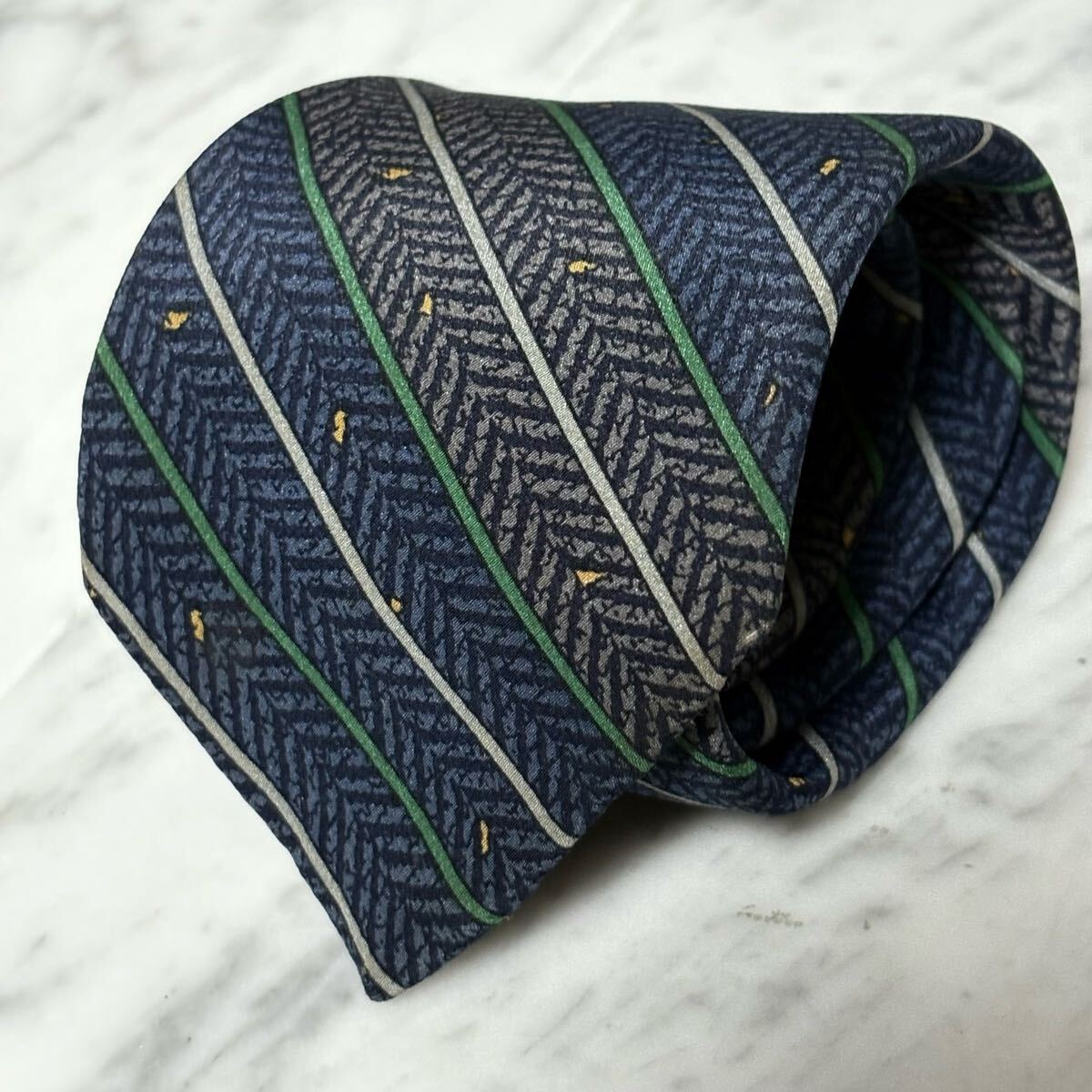 770円~ Christian Dior ネクタイ ストライプ ネイビー グレー (B6)拍卖