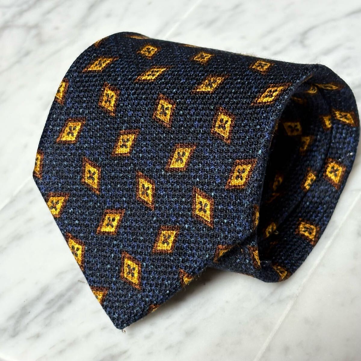 999円~ Ermenegildo Zegna ネクタイ ネイビー 小紋 総柄 (B13)拍卖