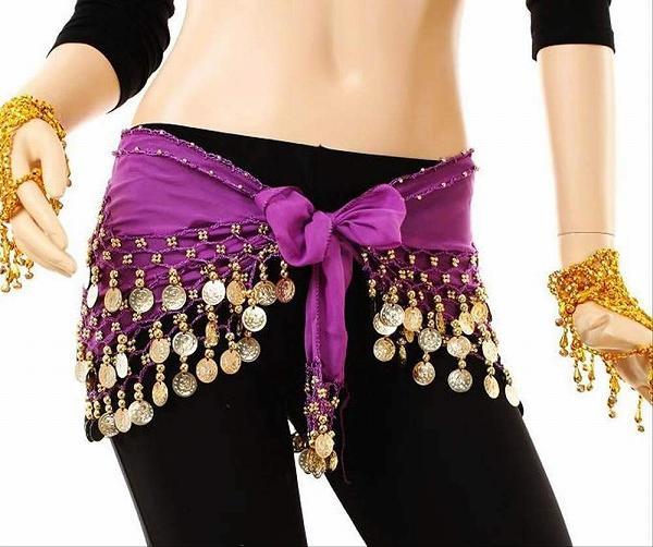「bz7-a2」 コインヒップスカーフ ベリーダンス 衣装 レッスン用 パープル拍卖