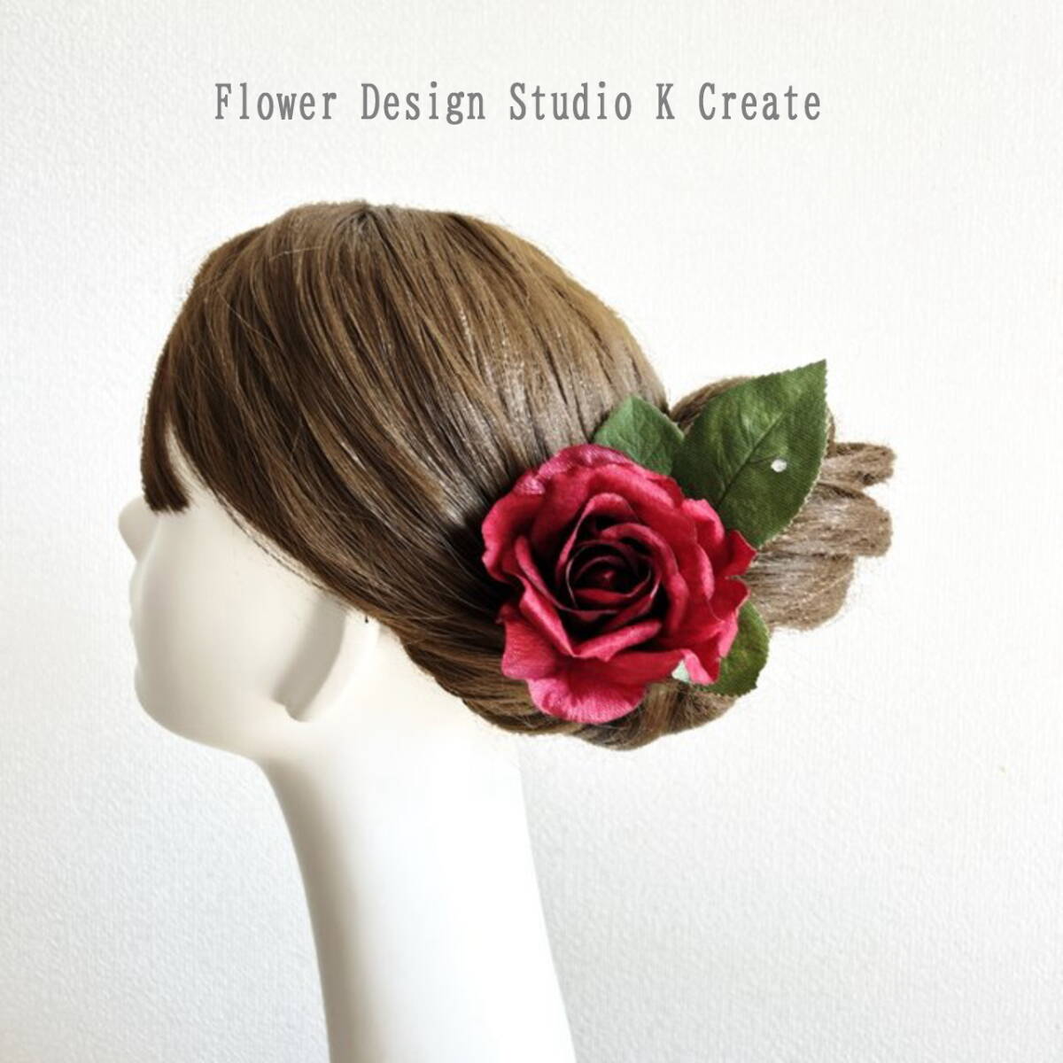 華やか★赤い薔薇と葉っぱの髪飾り 赤い薔薇 髪飾り フローレス フラメンコ ダンス バラ 赤 カルメン 美女と野獣拍卖