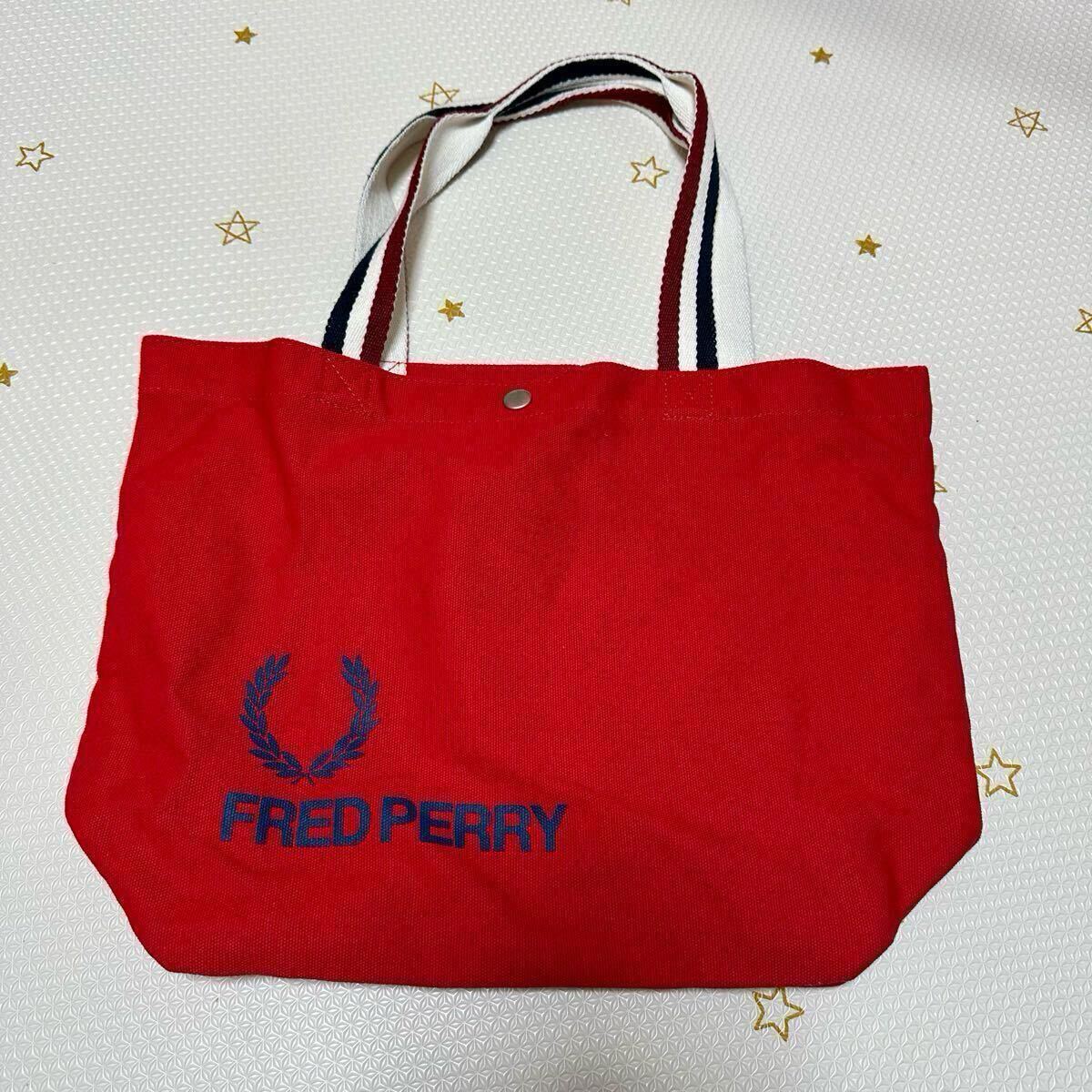 新品 FRED PERRY フレッドペリー キャンバス トートバッグ レッド拍卖