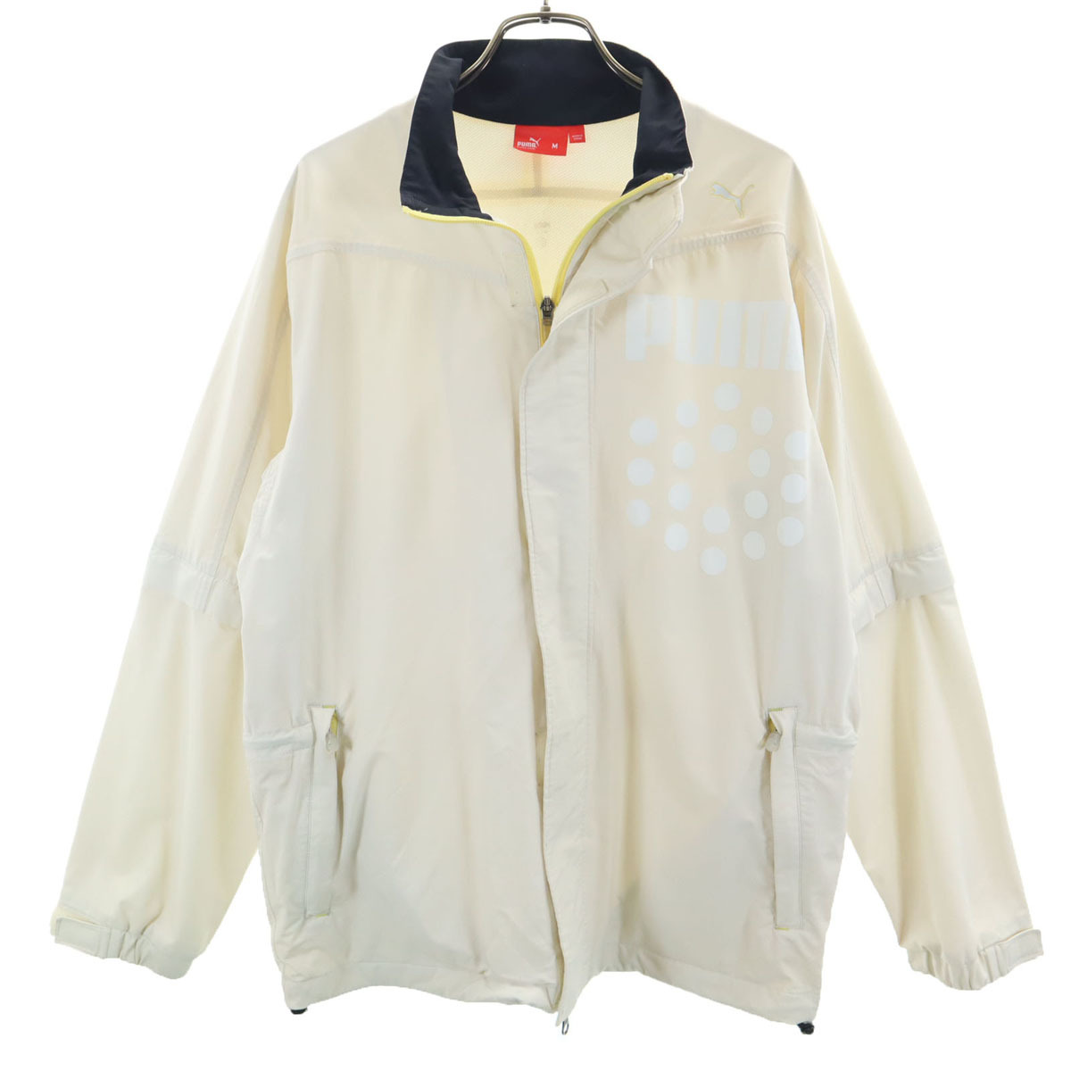 PUMA プーマ ゴルフ 2WAY ウインドブレーカー M アイボリー ジャケット 収納袋付き メンズ拍卖