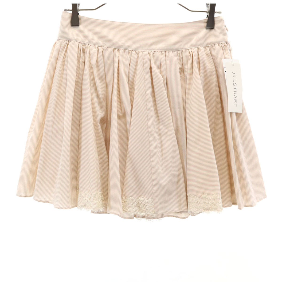 未使用 JILLSTUART ジルスチュアート ストライプ ボーダー柄 ミニスカート 4 ベージュ系 レディース拍卖