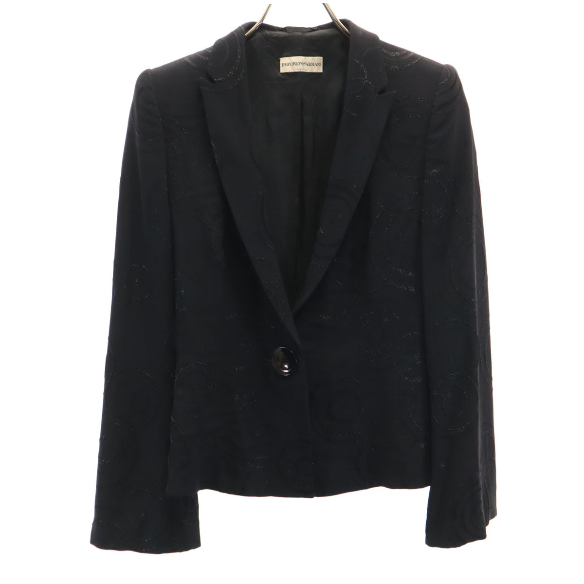 Emporio Armani エンポリオアルマーニ イタリア製 サークル柄 テーラードジャケット 40 ブラック レディース拍卖