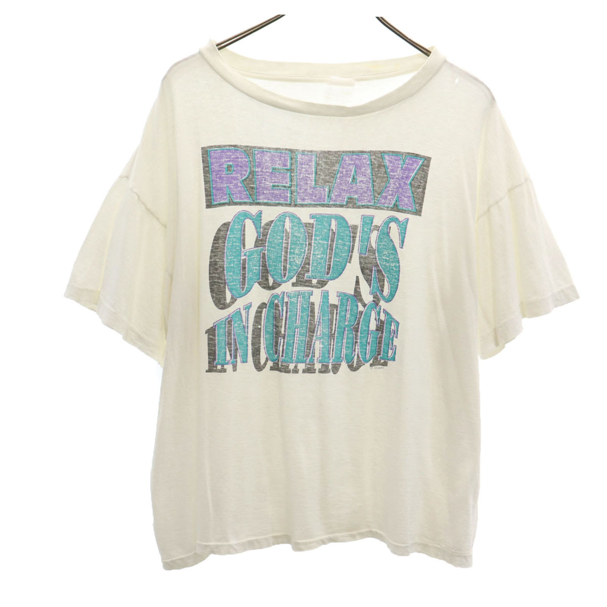 OLD オールド 80s 90s 半袖 シングルステッチ プリントロゴ Tシャツ ホワイト メンズ拍卖