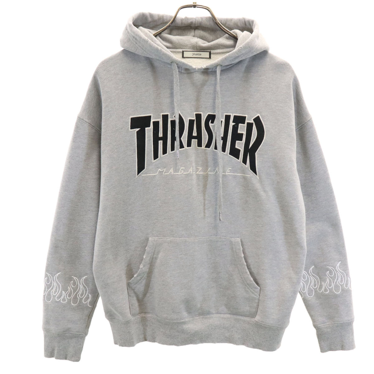 jouetie ジュエティ スラッシャー コラボ 長袖 ヴィンテージ加工 スウェットパーカー M グレー x THRASHER レディース拍卖