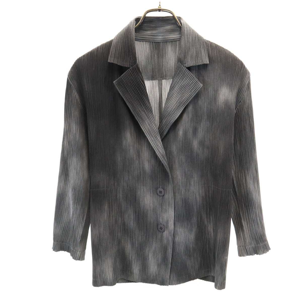 ISSEY MIYAKE イッセイミヤケ 90s オールド 日本製 プリーツ テーラードジャケット 2 グレー レディース拍卖