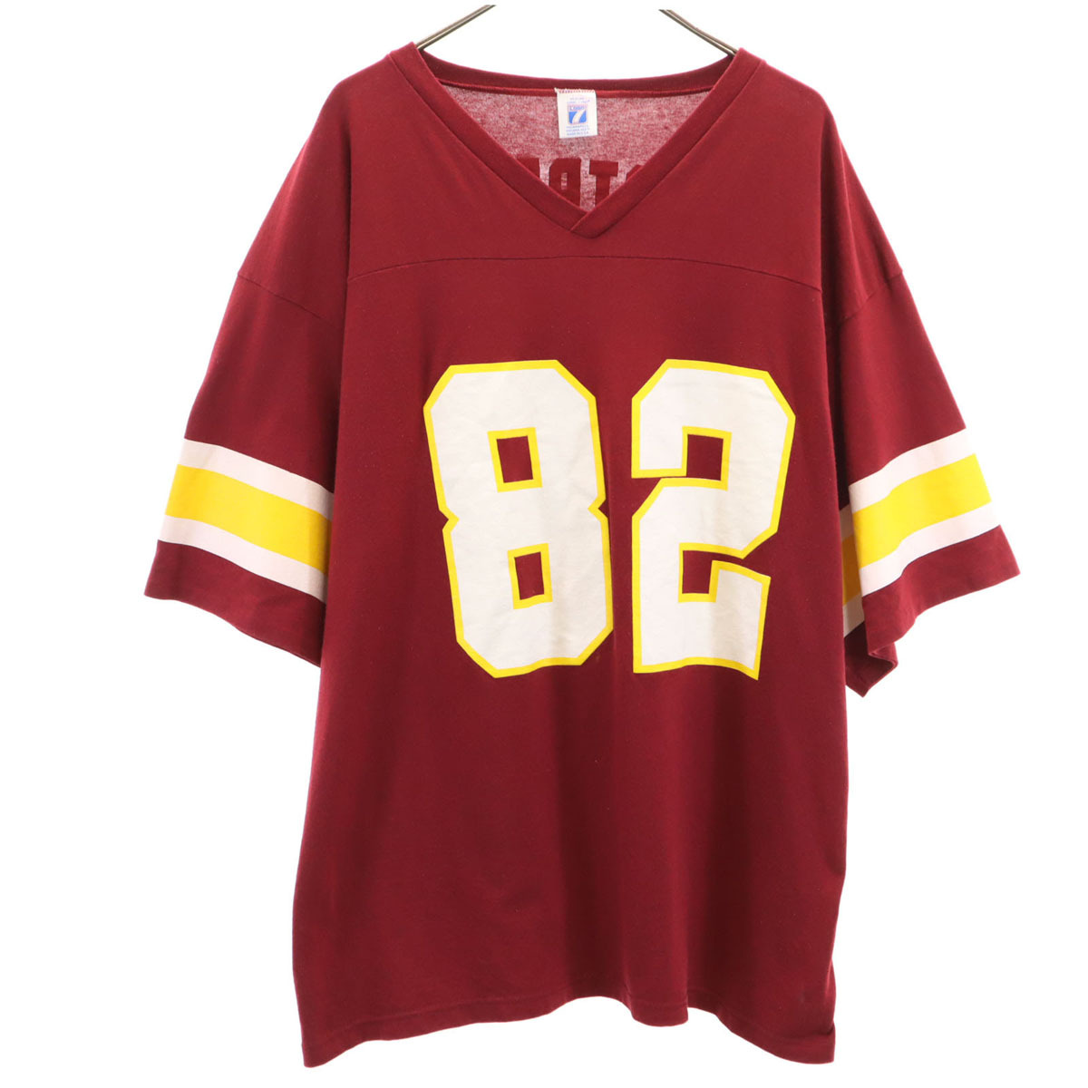 LOGO7 ロゴセブン 90s USA製 オールド WEST BROOK 82 半袖 ロング Vネック Tシャツ レッド系 メンズ拍卖