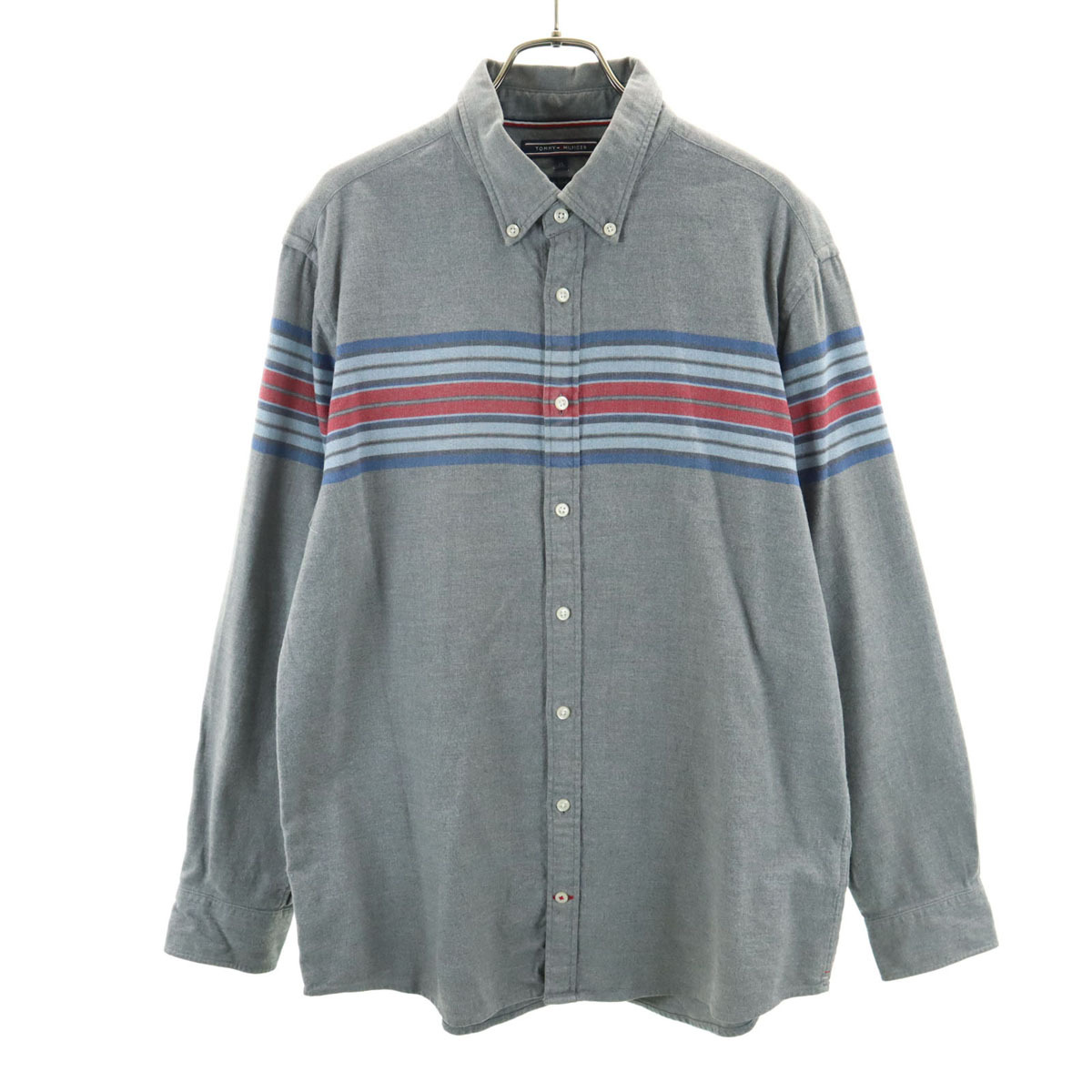 TOMMY HILFIGER トミーヒルフィガー 長袖 ボタンダウンシャツ XL グレー メンズ拍卖