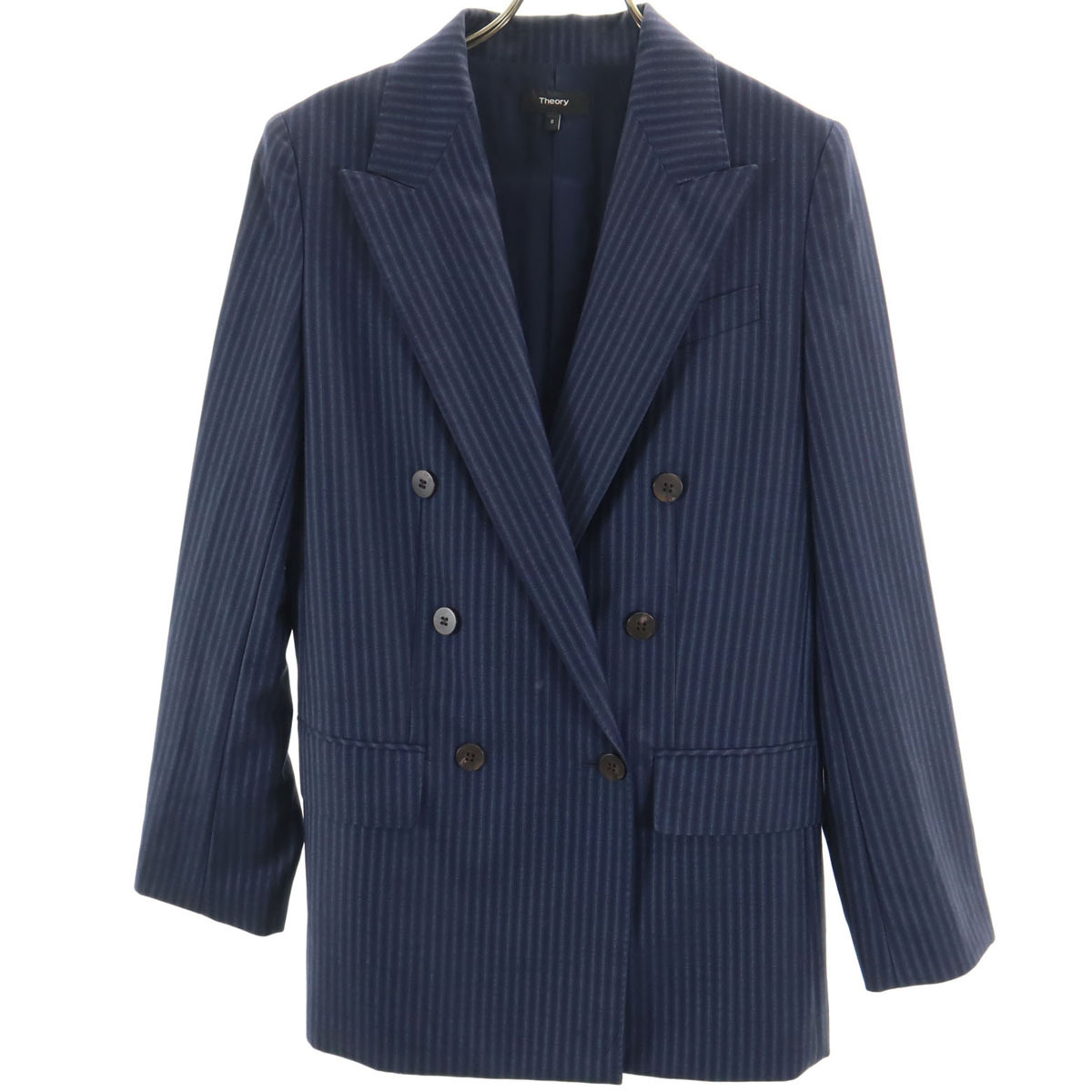 theory セオリー ストライプ ダブル ジャケット ネイビー系 レディース拍卖