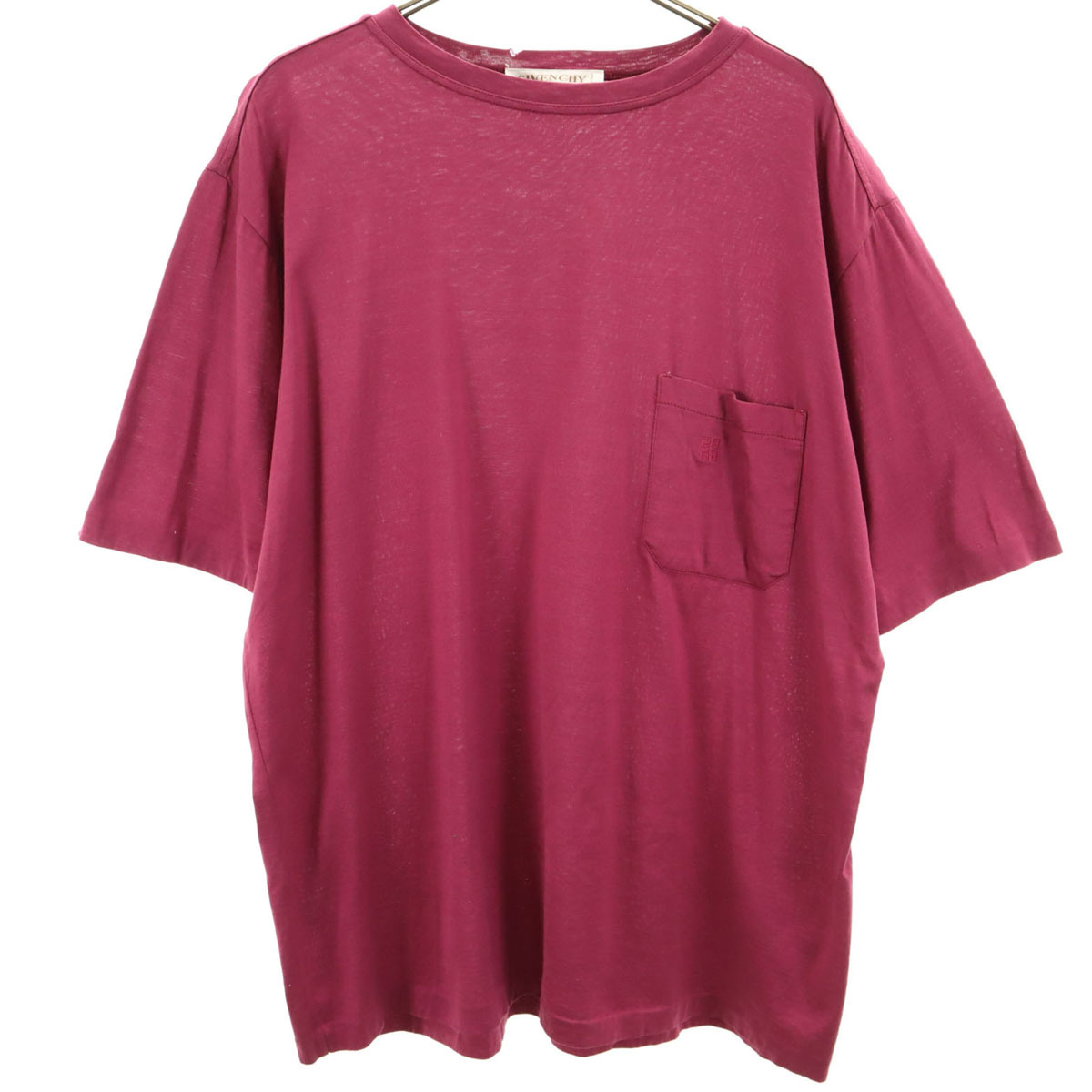 GIVENCHY GENTLEMAN ジバンシージェントルマン 80S 90S オールド イタリア製 半袖 ワンポイント刺繍 Tシャツ L ピンク メンズ拍卖